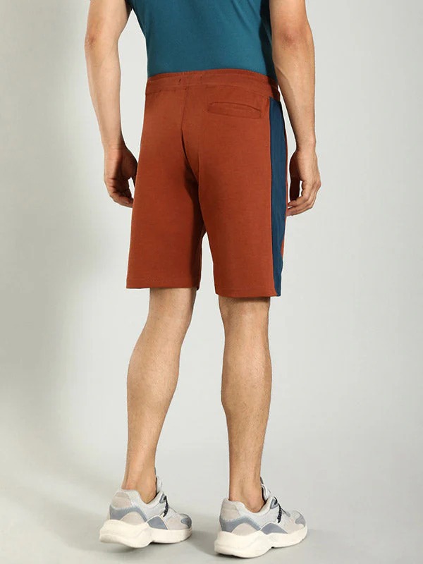 Indian Terrain Men's Regular Fit Color Block Brown Shorts